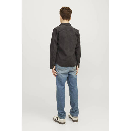 jack & jones JUNIOR high waist relaxed jeans JJICHRIS JJWORKER blue denim Blauw 176