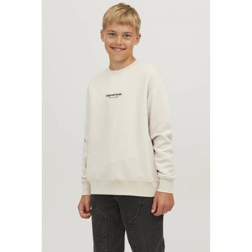 jack & jones JUNIOR sweater JORVESTERBRO met tekst offwhite Ecru Tekst 164