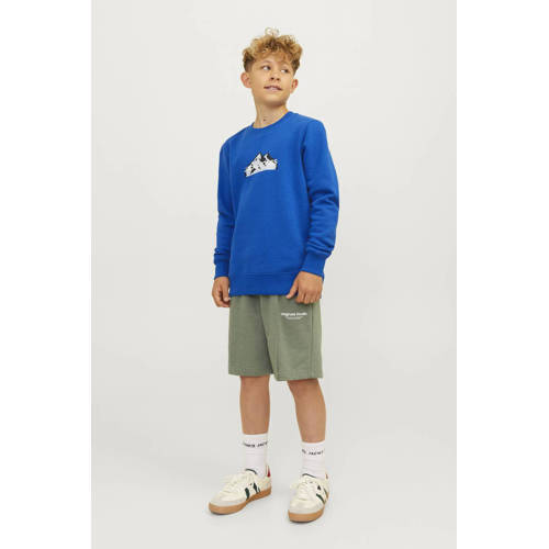jack & jones JUNIOR sweater JCOMOUNTAIN met printopdruk hardblauw Printopdruk 152