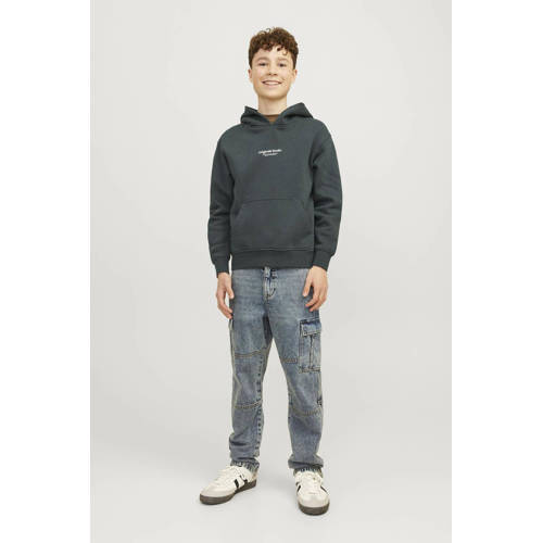 jack & jones JUNIOR hoodie JORVESTERBRO met tekst diep donkergroen Sweater 128