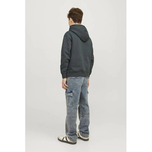 jack & jones JUNIOR hoodie JORVESTERBRO met tekst diep donkergroen Sweater 128