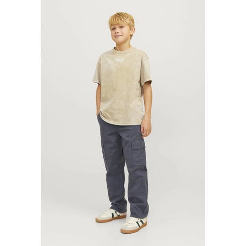 jack & jones JUNIOR loose fit cargobroek JPSTKANE JJHARLOW Blauw Jongens Stretchkatoen 158