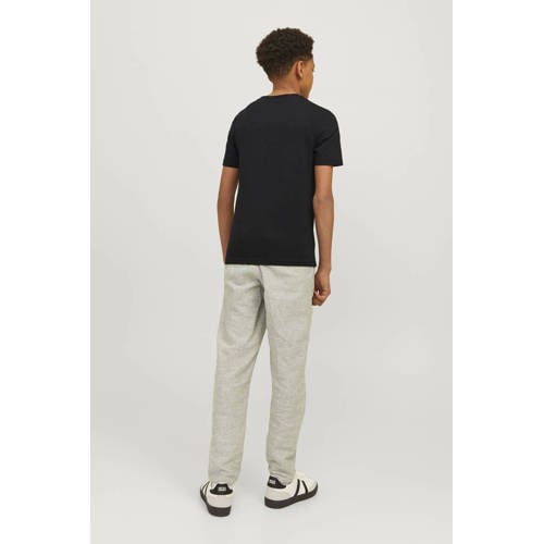jack & jones JUNIOR T-shirt JCOMOUNTAIN met printopdruk zwart Jongens Denim Ronde hals 140