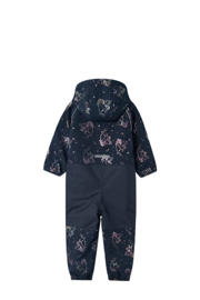 thumbnail: Donkerblauw en roze jongens en meisjes NAME IT MINI softshell buitenspeelpak van polyester met lange mouwen en capuchon