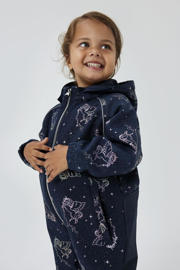 thumbnail: NAME IT MINI softshell buitenspeelpak met all over print donkerblauw/roze metallic