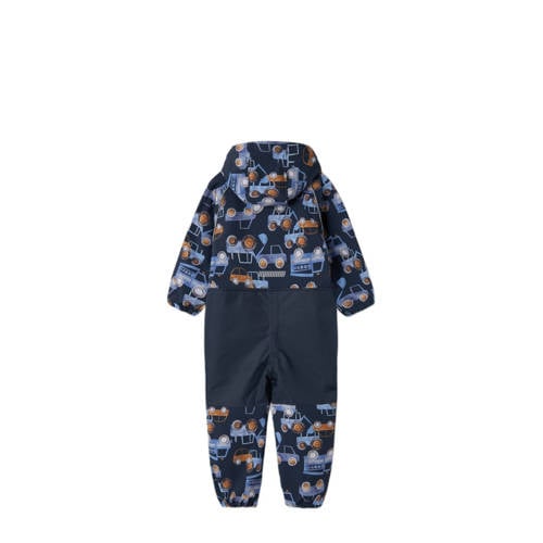 name it MINI softshell buitenspeelpak met all over print donkerblauw lichtblauw oker Jas 116