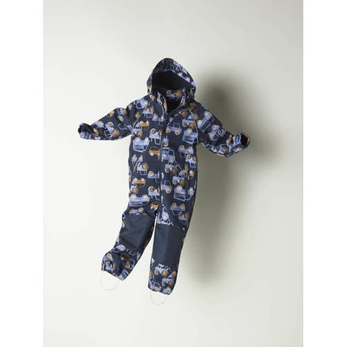 name it MINI softshell buitenspeelpak met all over print donkerblauw lichtblauw oker Jas 116