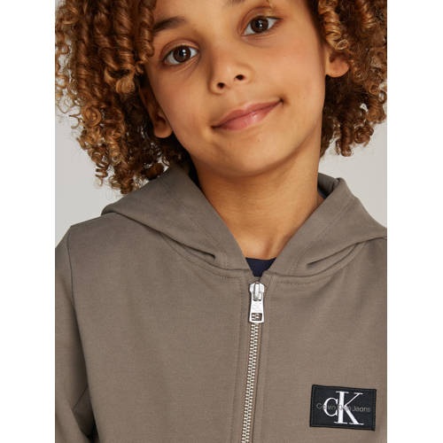 Calvin Klein sweatvest bruin Jongens Katoen Capuchon Effen 152