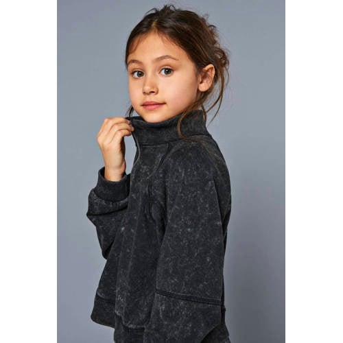 Only KIDS GIRL sweater KOGDONNA verwassen zwart Effen 134 140