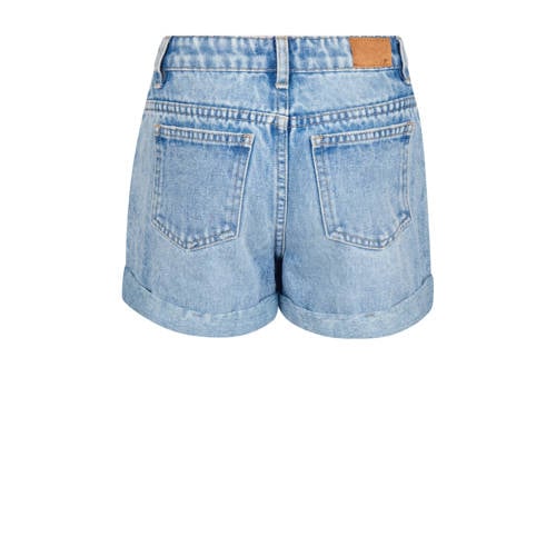 Shoeby high waist regular fit denim short light blue denim Korte broek Blauw Meisjes Katoen 170 176