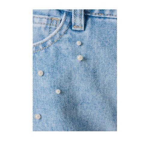 Shoeby high waist regular fit denim short light blue denim Korte broek Blauw Meisjes Katoen 170 176