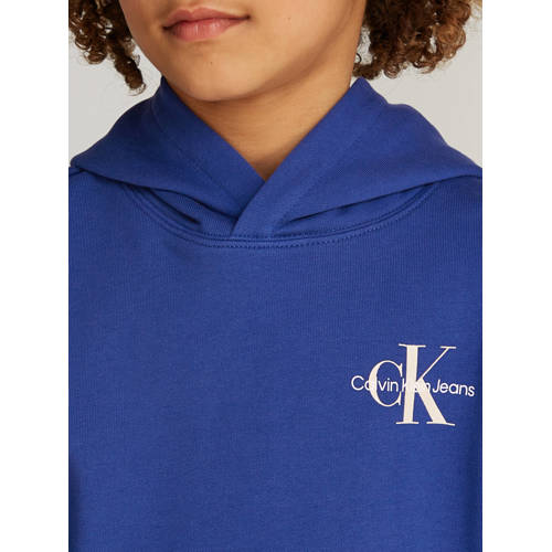 Calvin Klein Jeans hoodie met logo Sweater Blauw Jongens Katoen Capuchon 152