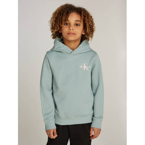 Calvin Klein Jeans hoodie met logo Sweater Blauw Jongens Katoen Capuchon 176