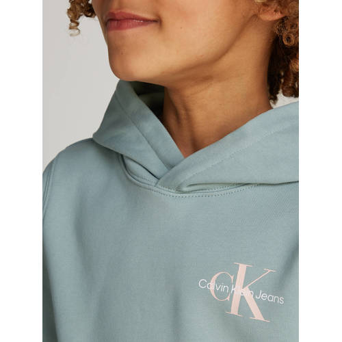 Calvin Klein Jeans hoodie met logo Sweater Blauw Jongens Katoen Capuchon 176