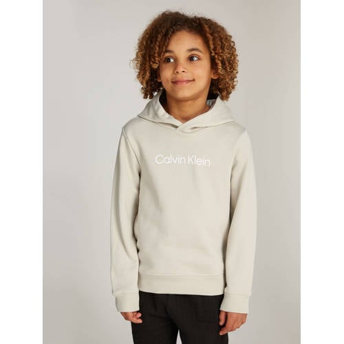 Calvin Klein hoodie beige Trui Jongens Meisjes Sweat Capuchon Logo 152