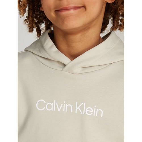 Calvin Klein hoodie beige Trui Jongens Meisjes Sweat Capuchon Logo 152