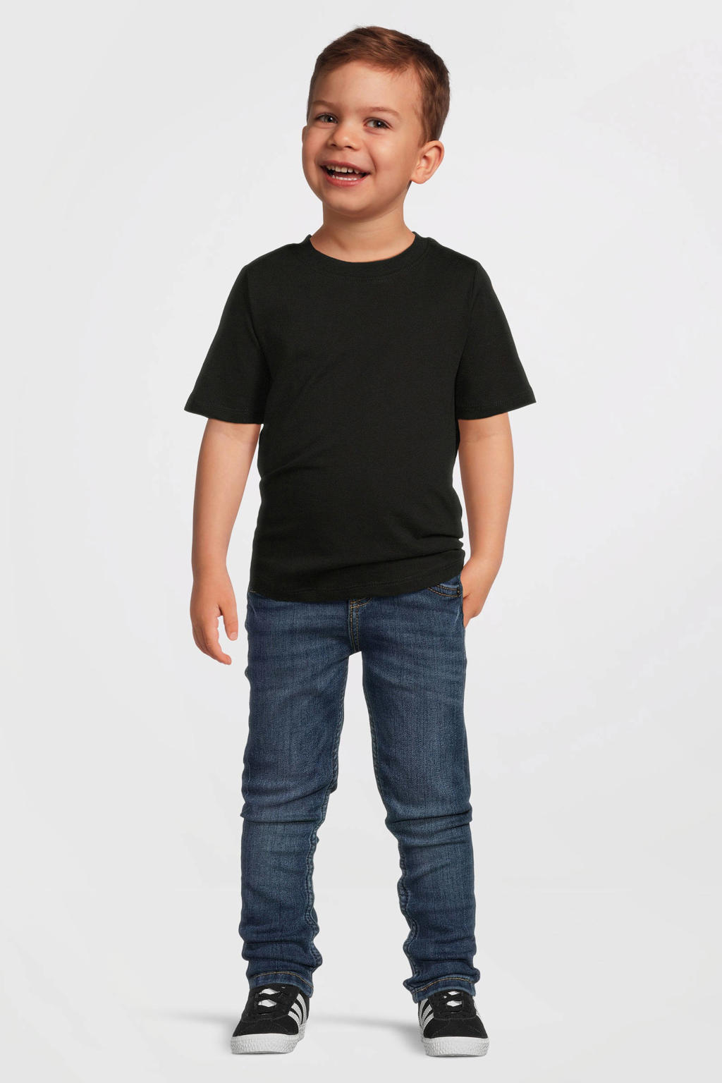 Blauw en zwarte jongens anytime skinny jeans e met rits- en knoopsluiting