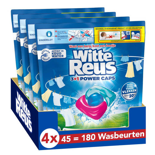 Witte Reus Witte Reus 3+1 Power Caps - voordeelverpakking - 4 x 45 wasbeurten - 180 wasbeurten Wasmiddel