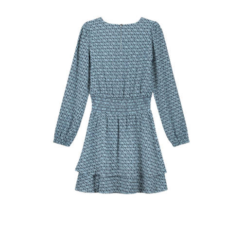 NIK&NIK jurk Leighton met all over print lichtblauw Meisjes Polyester Ronde hals 176