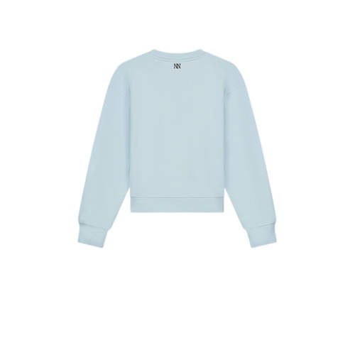 NIK&NIK sweater Blossom met tekst lichtblauw zwart Tekst 176