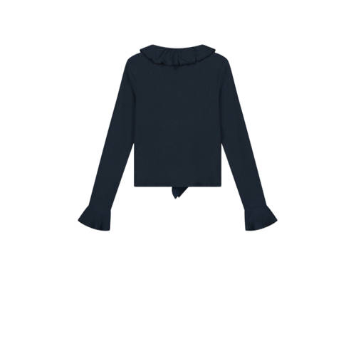 NIK&NIK top Vonda donkerblauw Meisjes Polyester V-hals Effen 140