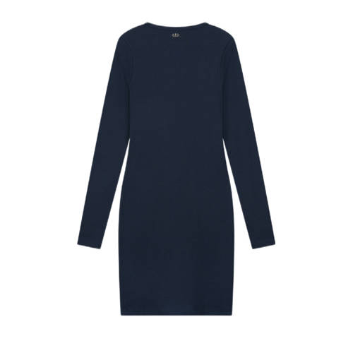 NIK&NIK ribgebreide jurk Presley donkerblauw Meisjes Polyester Ronde hals 176