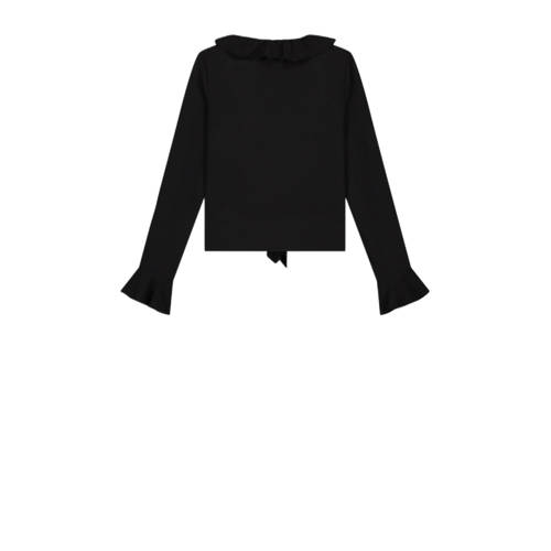 NIK&NIK top Vonda zwart Meisjes Polyester V-hals Effen 140