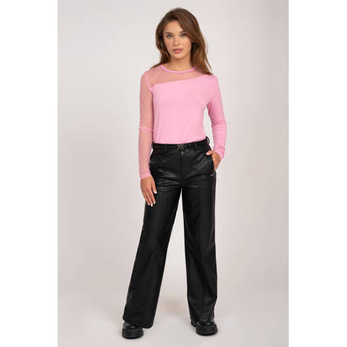 NIK&NIK imitatieleren broek Lana zwart Meisjes Imitatieleer Effen 152