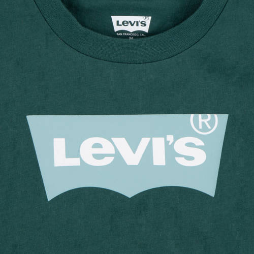 Levis Levi's Kids T-shirt Batwing met logo donkergroen Jongens Katoen Ronde hals 128