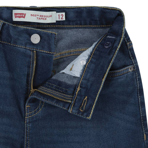 Levis Levi's Kids 502 tapered fit jeans garland Blauw Jongens Stretchdenim Effen 176