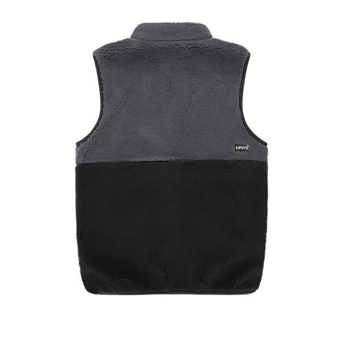 Levis Levi's Kids bodywarmer zwart grijs Jongens Teddy Opstaande kraag Meerkleurig 164