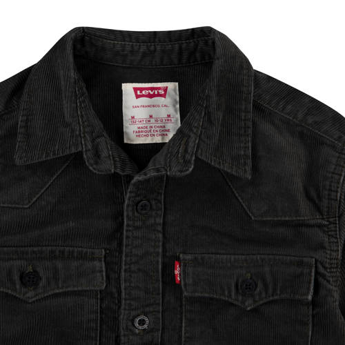 Levis Levi's Kids corduroy overshiirt BARSTOW zwart Overhemd Effen 140