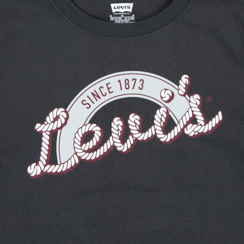 Levis Levi's Kids T-shirt HOWDY met logo zwart Jongens Katoen Ronde hals Logo 164