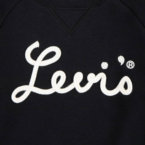 Levis Levi's Kids sweater MIXED TEXTURES met tekst zwart Tekst 158