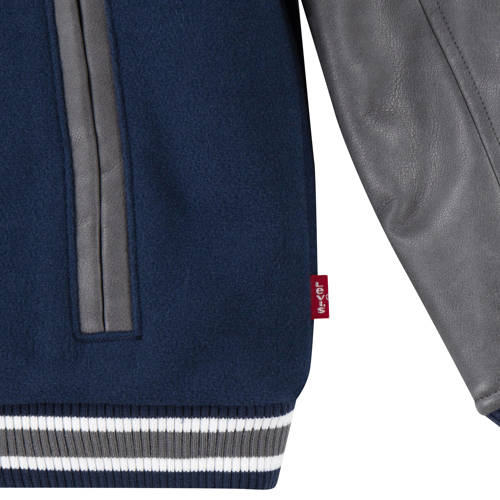 Levis Levi's Kids imitatieleren bomberjack winter donkerblauw antraciet Jas Jongens Imitatieleer Ronde hals 164