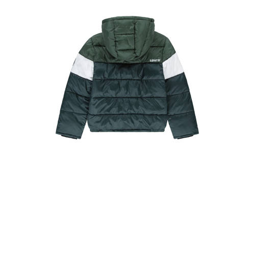 Levis Levi's Kids gewatteerde winterjas COLOR BLOCK donkergroen wit groen Jongens Polyester Capuchon 128
