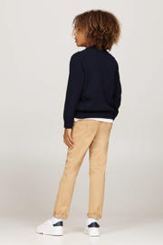 thumbnail: Blauwe jongens Tommy Hilfiger sweater van stretchkatoen met logo dessin, lange mouwen en ronde hals