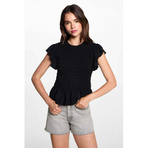 MANGO TEENS top zwart Meisjes Viscose Ronde hals Effen 172(L)