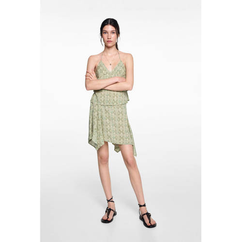 MANGO TEENS korte rok groen Meisjes Viscose All over print 158(XS)