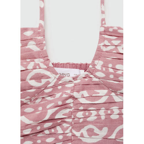 MANGO TEENS crop top met all over print pastelroze Meisjes Katoen Vierkante hals 168(M)
