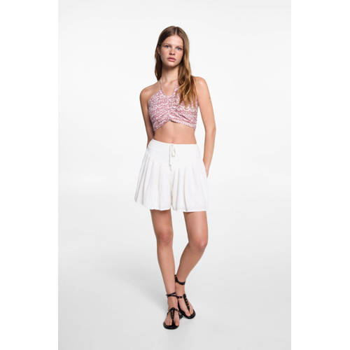 MANGO TEENS crop top met all over print pastelroze Meisjes Katoen Vierkante hals 168(M)