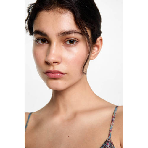 MANGO TEENS spaghettitop met all over print lichtblauw paars roze Meisjes Viscose V-hals 172(L)