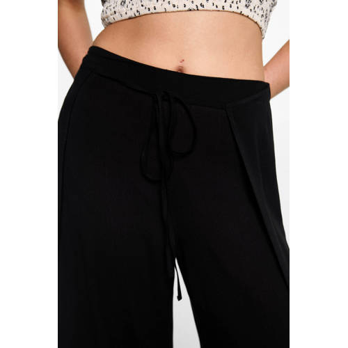 MANGO TEENS wide leg broek zwart Meisjes Viscose Effen 172(L)