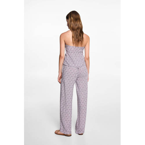 MANGO TEENS broek met all over print lila wit Paars Meisjes Viscose All over print 164(S)
