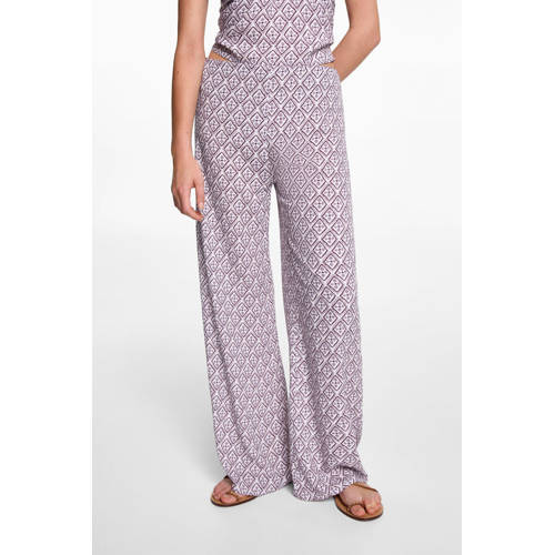 MANGO TEENS broek met all over print lila wit Paars Meisjes Viscose All over print 164(S)