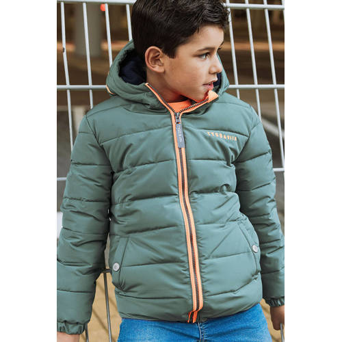 TYGO & vito gewatteerde winterjas Jix groen oranje Jongens Polyester Capuchon 98 104