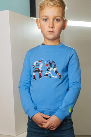 sweater Safa met printopdruk helderblauw