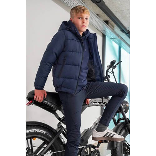 TYGO & vito gewatteerde winterjas Bart donkerblauw Jongens Polyester Capuchon 158 164