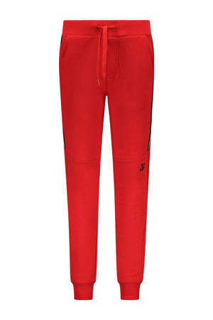 slim fit joggingbroek Boz met zijstreep felrood