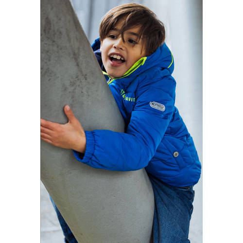 TYGO & vito gewatteerde winterjas Jix helderblauw neon geel Jongens Polyester Capuchon 146 152